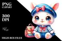 Vibrant Baby Rabbit in Sailor Outfit PNG Product Image 2