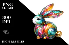 Colorful Bunny with Golden Insertions PNG Product Image 2