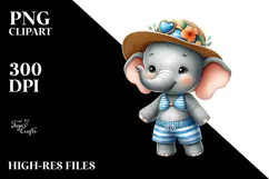 Baby Elephant Wearing Beachwear PNG Product Image 2