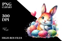 Winking Easter Bunny in Watercolor PNG Product Image 2