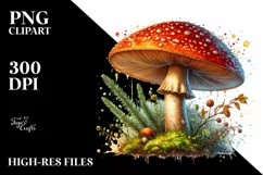 Detailed Mushroom Watercolor PNG Product Image 1
