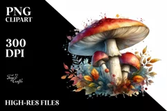 Detailed Mushroom Watercolor PNG Product Image 3