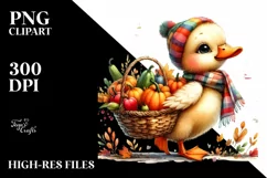 Colorful Baby Duck Autumn Vegetables | Sublimation | Clipart Product Image 1