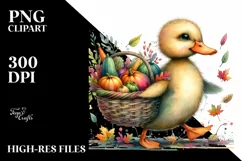 Colorful Baby Duck Autumn Vegetables | Sublimation | Clipart Product Image 3