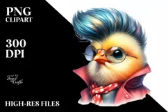 Funny Model Chicken with Cool Haircut, PNG Product Image 3