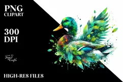 Vibrant Watercolor Duck, Transparent PNG Product Image 1