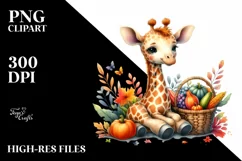 Colorful Baby Giraffe Autumn Vegetables | Sublimation | Product Image 3