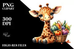 Colorful Baby Giraffe Autumn Vegetables | Sublimation | Product Image 1