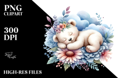 Baby Bear Sleeping on Flower PNG Product Image 2