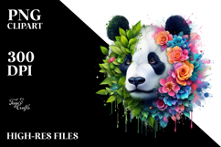 Vibrant Panda with Flowers Watercolor PNG Product Image 2