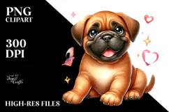 Joyful Cartoon Bullmastiff, Transparent PNG Product Image 2