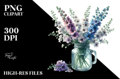 Watercolor Jar | Large Delphinium Clipart Product Image 2