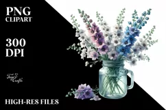 Watercolor Jar | Large Delphinium Clipart Product Image 1