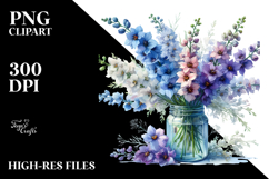 Watercolor Jar | Large Delphinium Clipart Product Image 2