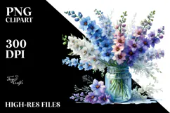 Watercolor Jar | Large Delphinium Clipart Product Image 2