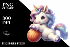 Cute Baby Unicorn Playing Basketball Product Image 1