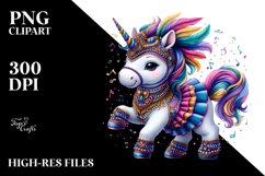 Colorful Baby Unicorn in Dancer&#039;s Attire PNG Product Image 1