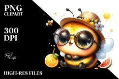 Cute Baby Bee with Hat and Sunglasses PNG Product Image 2
