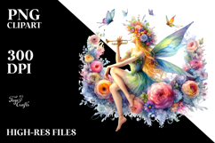 Fairy with Floral Wreath in Style PNG Product Image 2