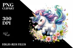 Colorful Tumbling Baby Unicorn with Spring Petals Product Image 3