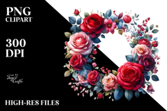 Colorful Floral Frame with Red Roses PNG Product Image 2
