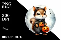 Cute Baby Squirrel with Halloween Costume PNG Product Image 3