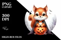 Cute Baby Squirrel with Halloween Costume PNG Product Image 3