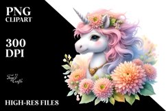 Colorful Baby Unicorn Chrysanthemum Clipart Product Image 3