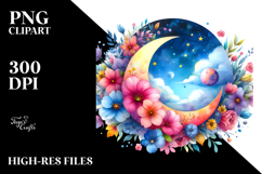 Whimsical Moon Clouds | Sublimation | Clipart Product Image 2