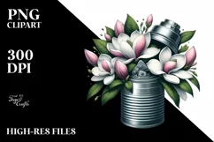 Detailed Sprinkler Can with Magnolia | Sublimation Clipart Product Image 3