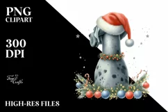 Cute Great Dane with Santa Hat, Summer PNG Product Image 3