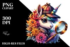 Colorful Baby Unicorn with Magnifying PNG Product Image 3