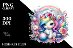 Colorful Baby Unicorn with Clue PNG Product Image 3