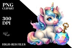 Colorful Baby Unicorn with Clue PNG Product Image 3