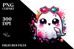 Funny Cute Ghost with Glam Accessories PNG Product Image 2