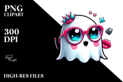 Funny Cute Ghost with Glam Accessories PNG Product Image 2