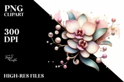 Shiny Metallic Orchid Watercolor Splash | Clipart Product Image 1