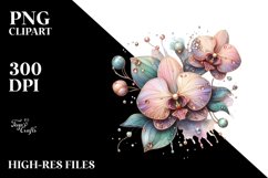 Shiny Metallic Orchid Watercolor Splash | Clipart Product Image 1