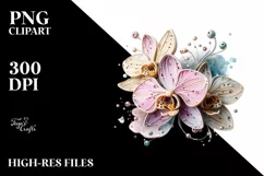 Shiny Metallic Orchid Watercolor Splash | Clipart Product Image 1