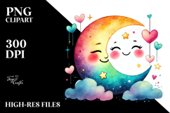 Smiling Half Moon Digital Painting PNG Product Image 2