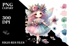 Colorful Whimsical Fairy Watercolor Sublimation Clipart Product Image 3