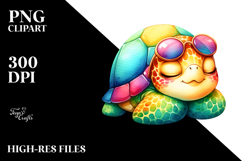 Cute Sleeping Turtle Watercolor | Clipart Product Image 2