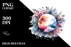 Abstract Moon Foliage Clouds | Sublimation | Clipart Product Image 2