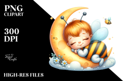 Sleeping Moon Sticker Clipart Product Image 2