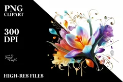 Watercolor Luxury Flower Splash Clipart Product Image 1