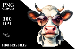Graceful Cow with Funny Sunglasses PNG Product Image 2
