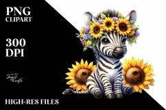 Whimsical Flowers,Baby Zebra |Clipart Product Image 3