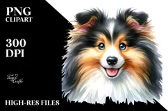 Cute Shetland Sheepdog with Big Eyes PNG Product Image 2