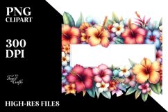 Colorful Hawaiian Flowers Frame PNG Product Image 2