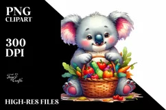 Artistic Koala,Basket of Vegetables |Clipart Product Image 1